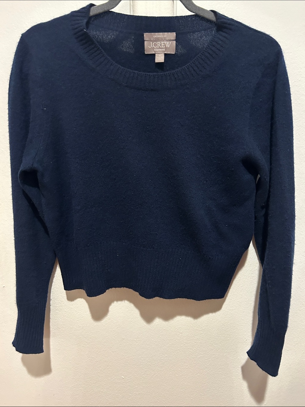 J.Crew Blue Cashmere Cropped Sweater sz M